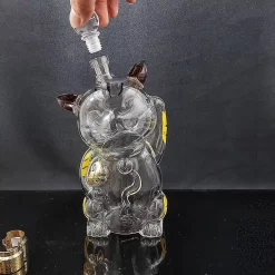 Bình rượu sâm thuỷ tinh hình mèo thần tài độc đáo